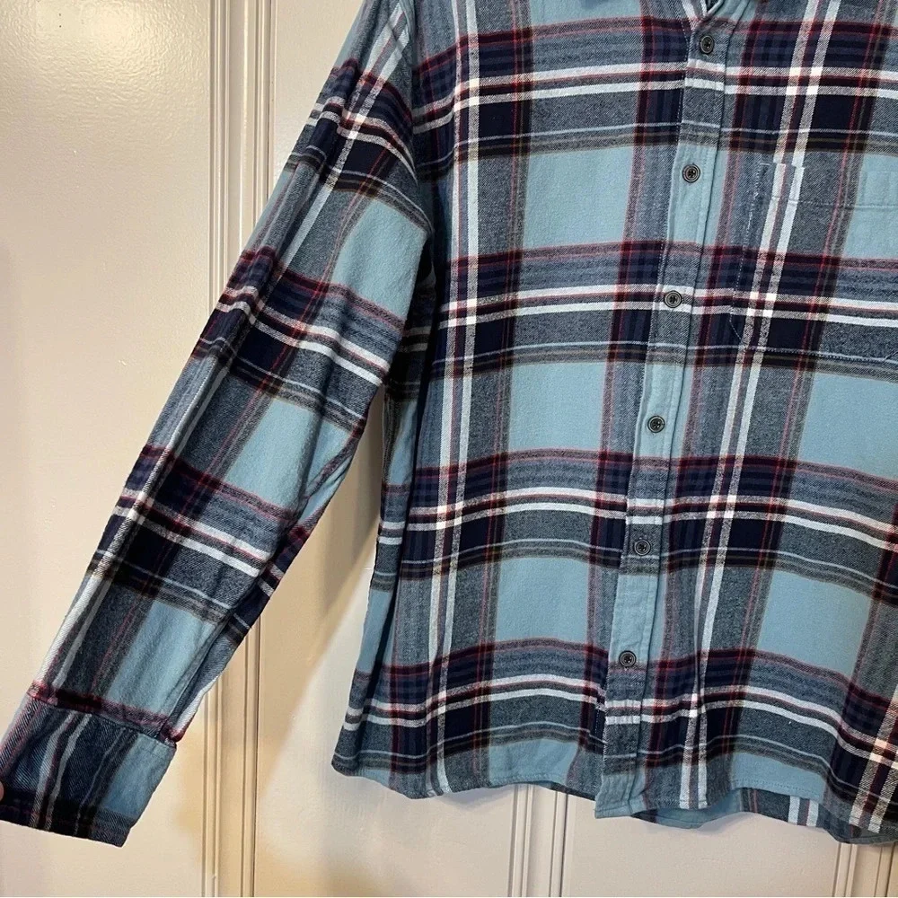 Eddie Bauer Men’s Button Down‎ Flannel Blue Plaid Size XL - Picture 6 of 13